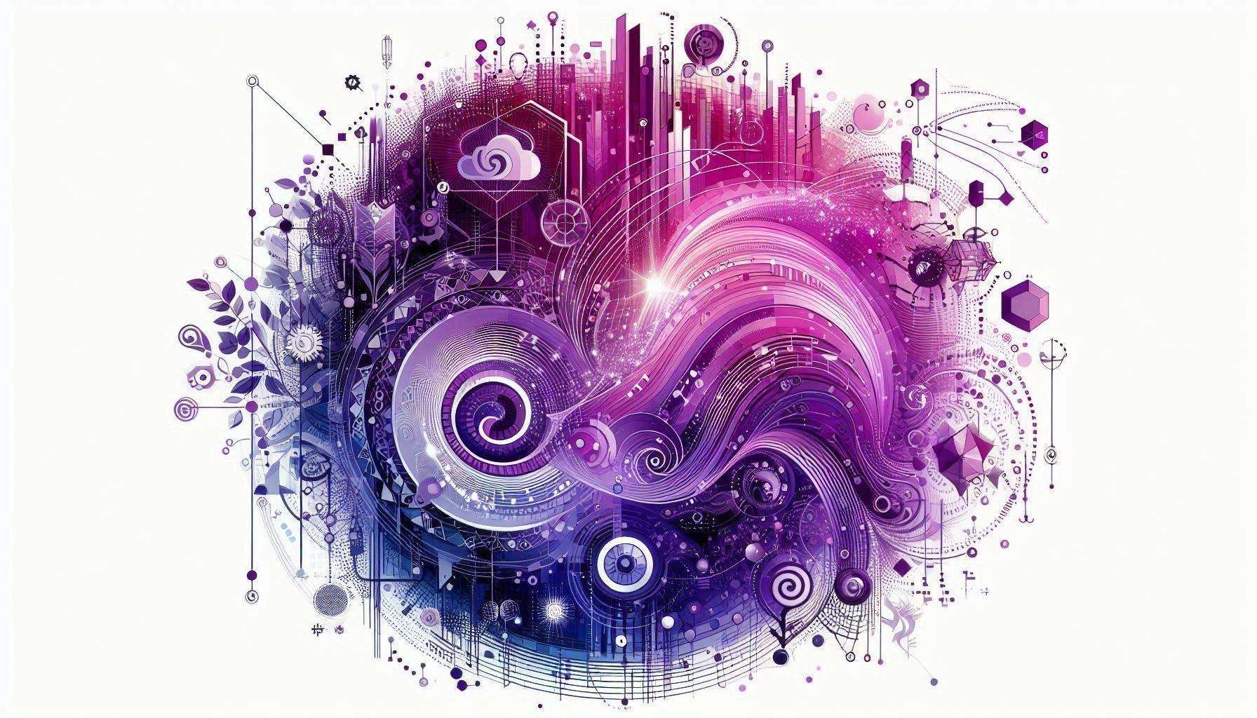 An AI generated abstract image in pink and purple